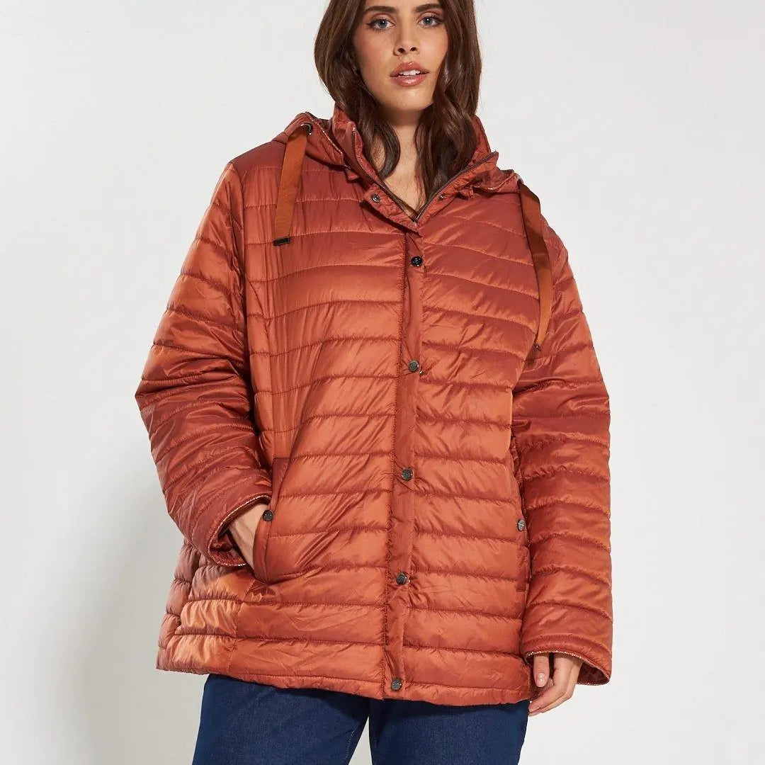 Piumino con cappuccio, zip e bottoni CANNELLA DORABELLA EASY PIÙ 49