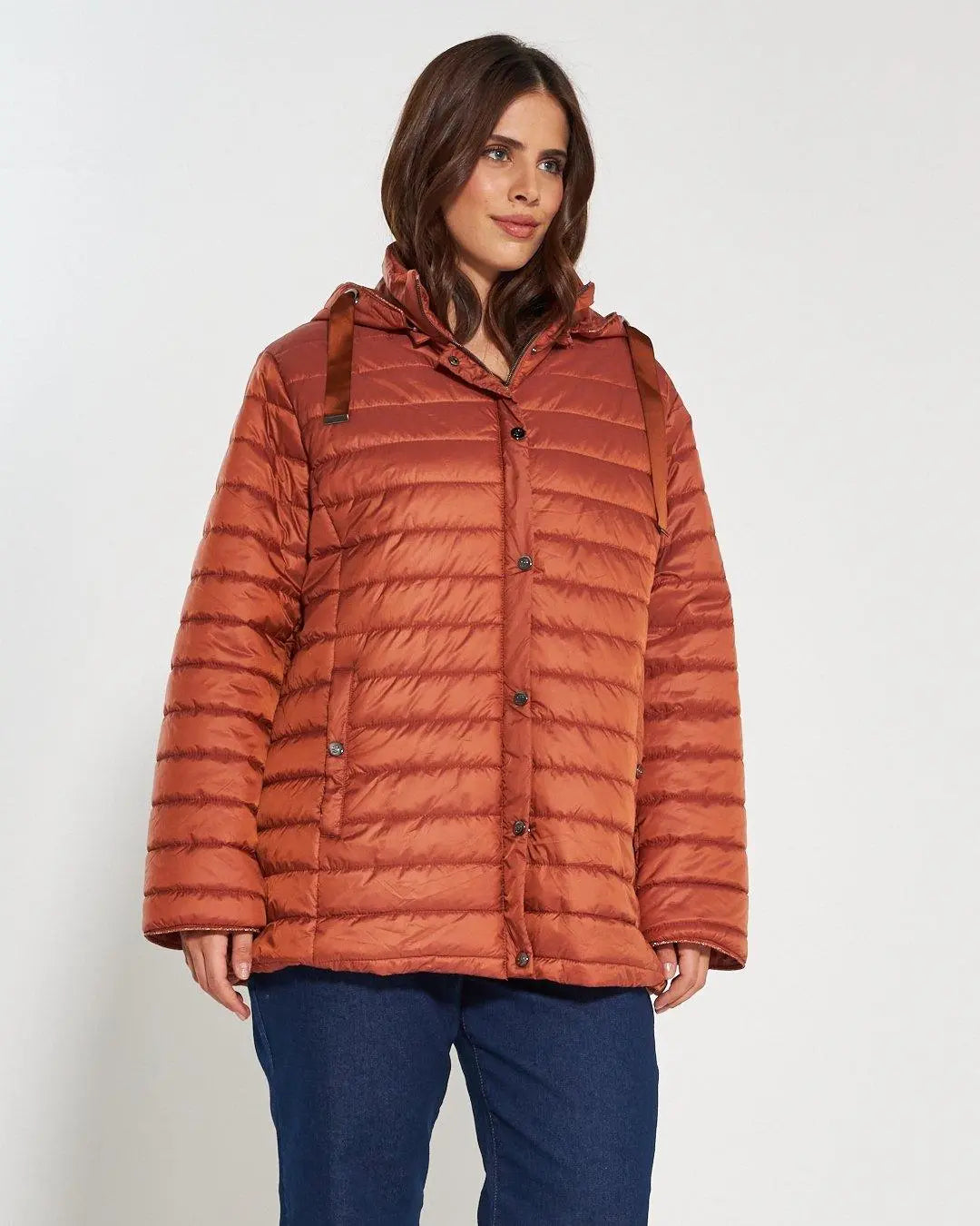 Piumino con cappuccio, zip e bottoni CANNELLA DORABELLA EASY PIÙ