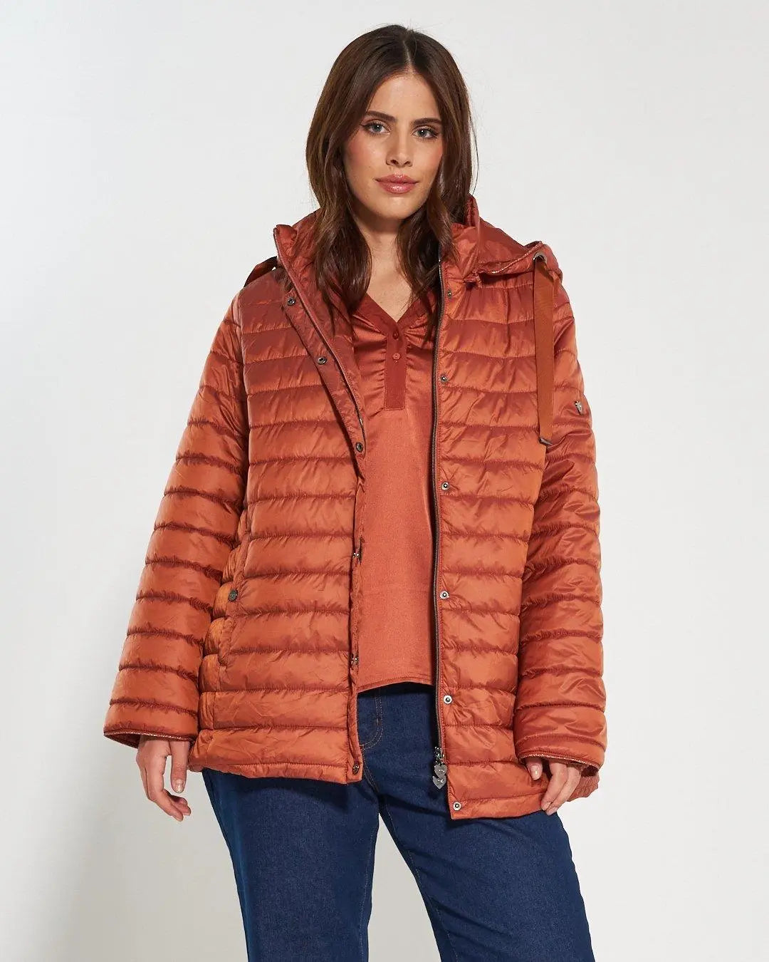 Piumino con cappuccio, zip e bottoni CANNELLA DORABELLA EASY PIÙ