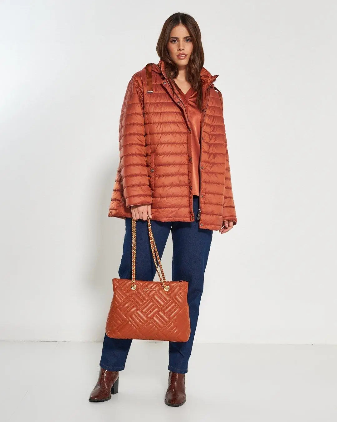 Piumino con cappuccio, zip e bottoni CANNELLA DORABELLA EASY PIÙ