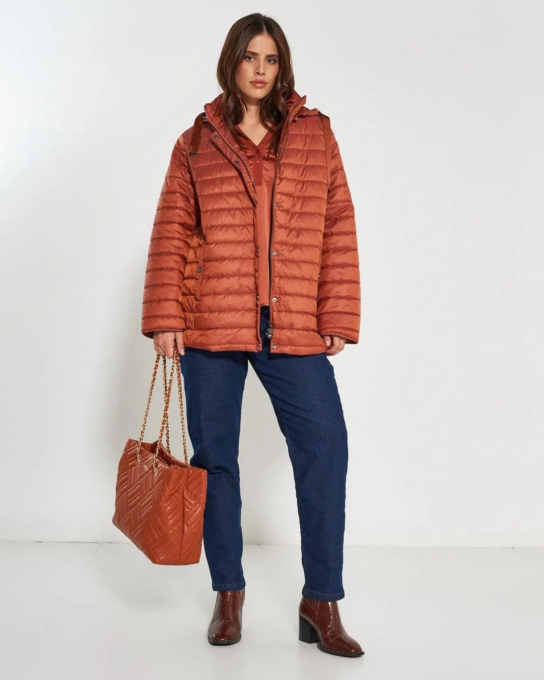 Piumino con cappuccio, zip e bottoni CANNELLA DORABELLA EASY PIÙ