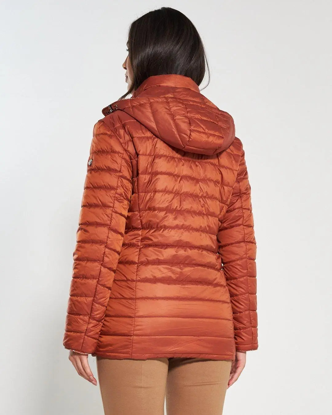 Piumino leggero in nylon trapuntato con cappuccio CANNELLA DORABELLA EASY