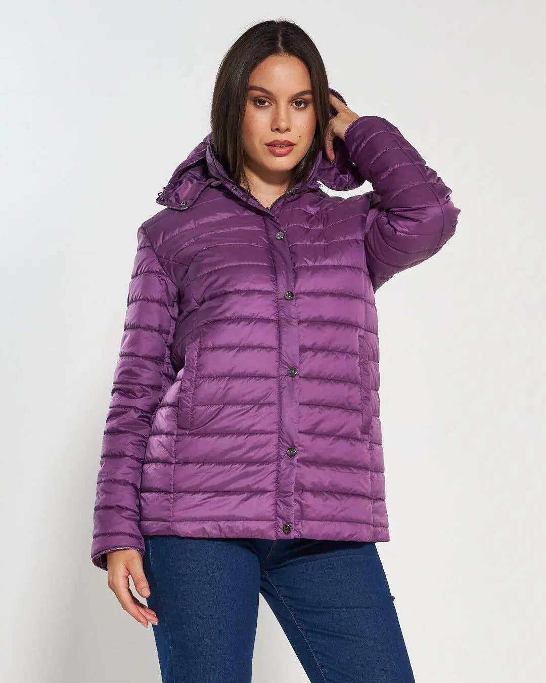 Piumino leggero in nylon trapuntato con cappuccio LAVANDA DORABELLA EASY XXL