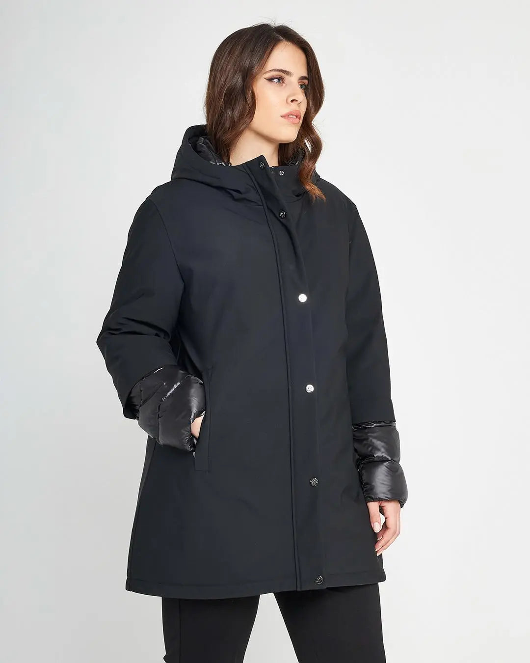 Piumino modello parka NERO DORABELLA PIU'