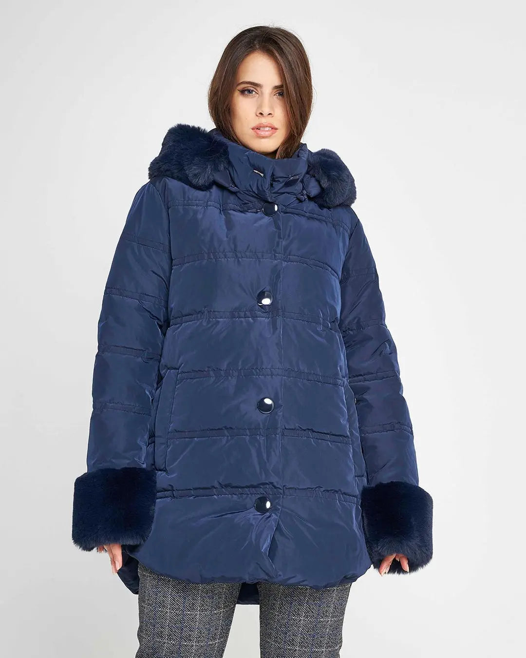 Piumino pelliccia LIGHT BLUE DORABELLA PIU'