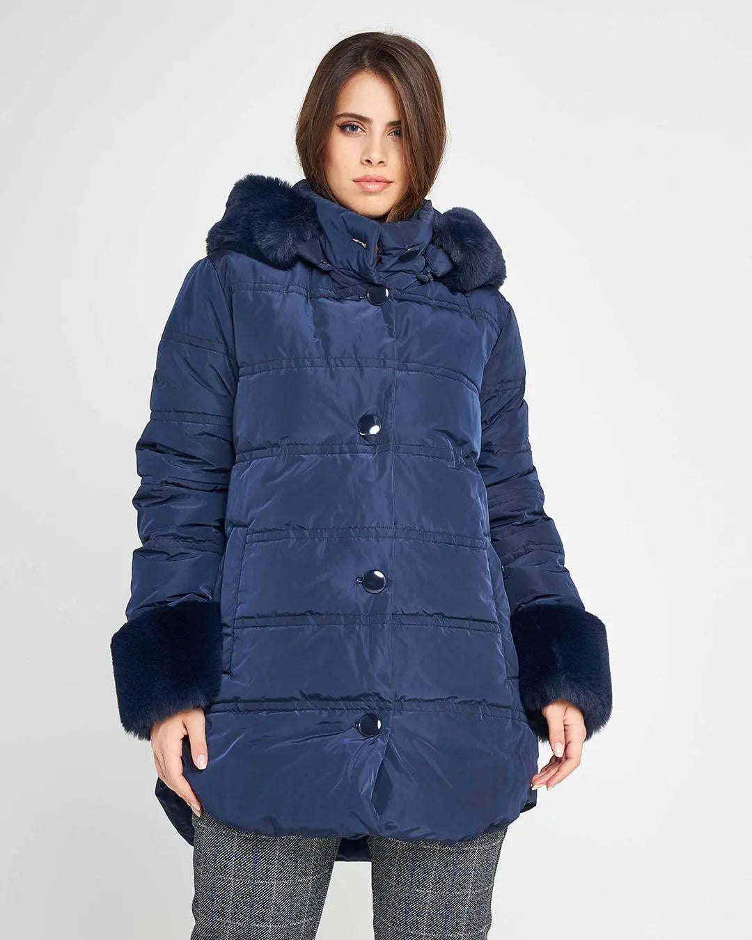 Piumino pelliccia LIGHT BLUE DORABELLA PIU'