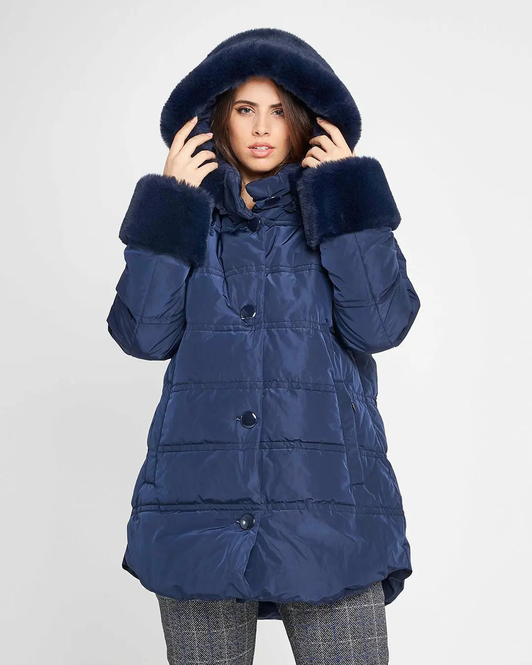 Piumino pelliccia LIGHT BLUE DORABELLA PIU'