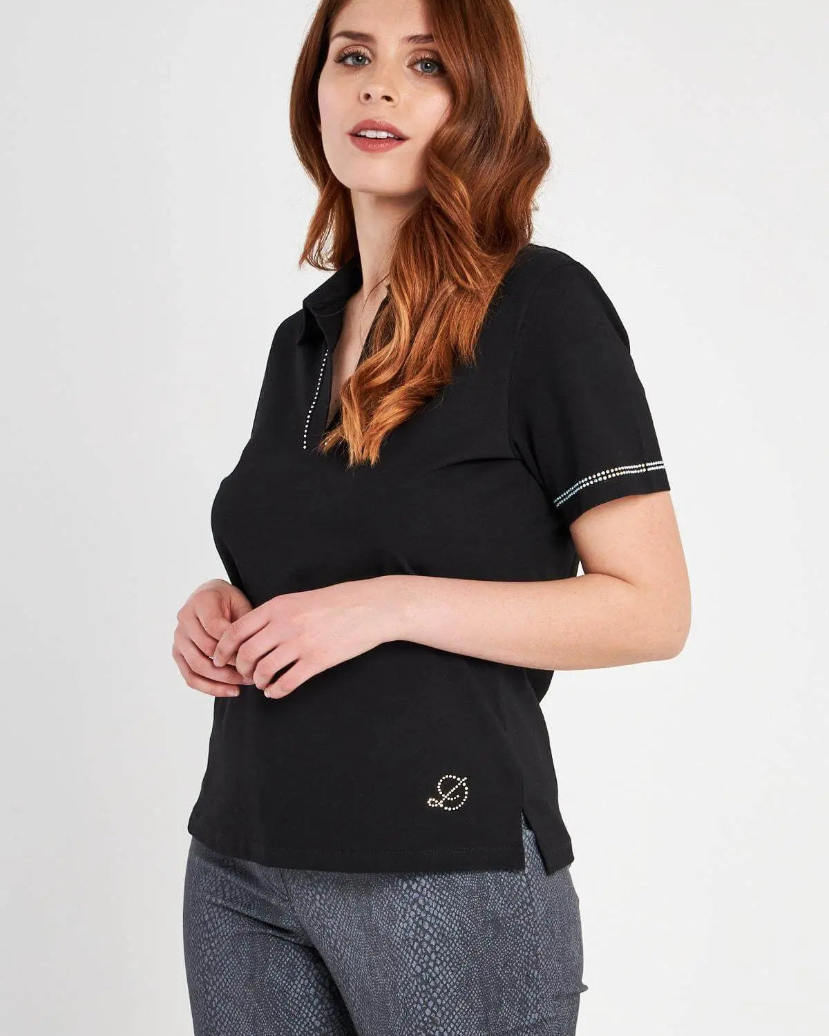 Polo con strass BLACK DORABELLA XL