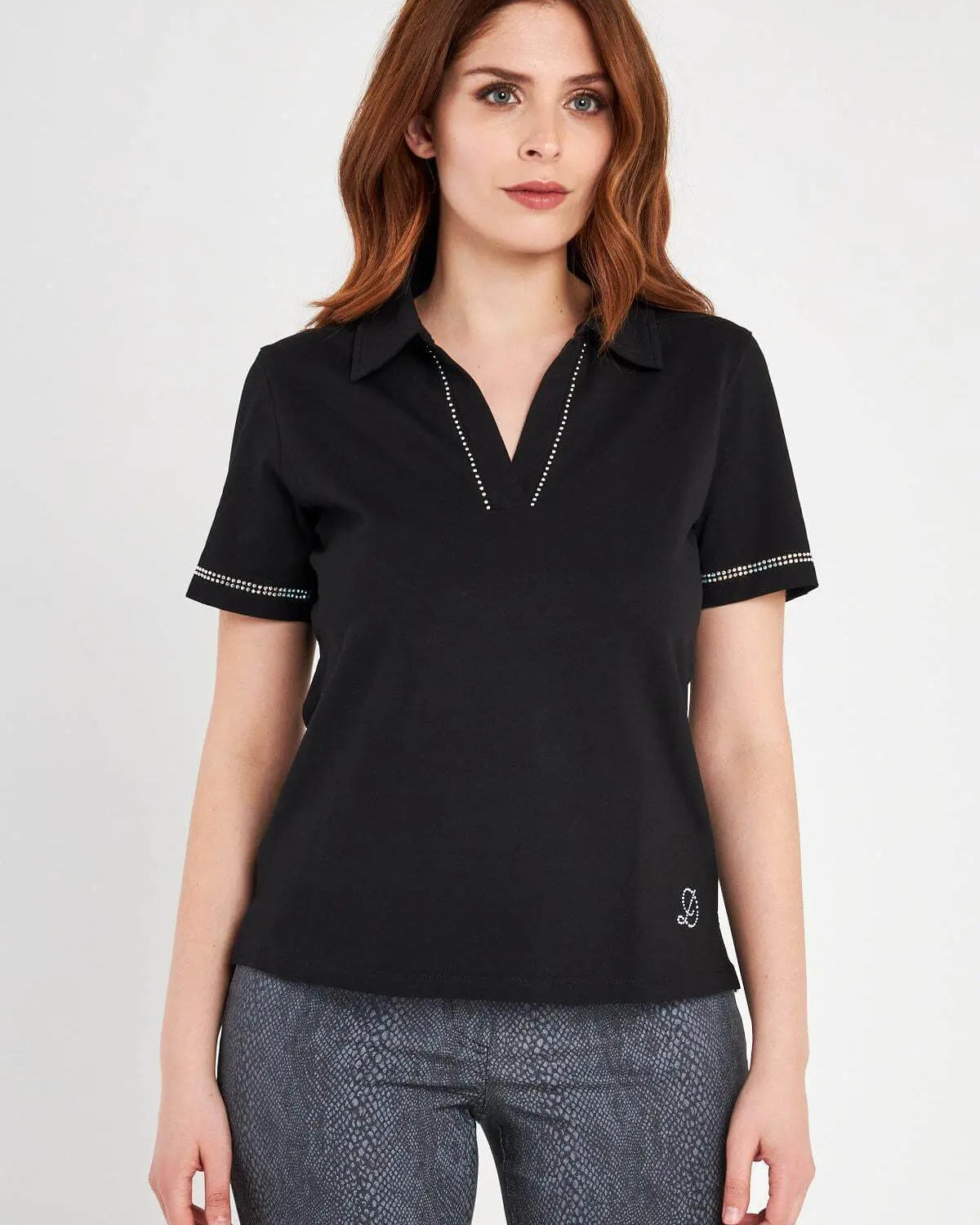 Polo con strass BLACK DORABELLA