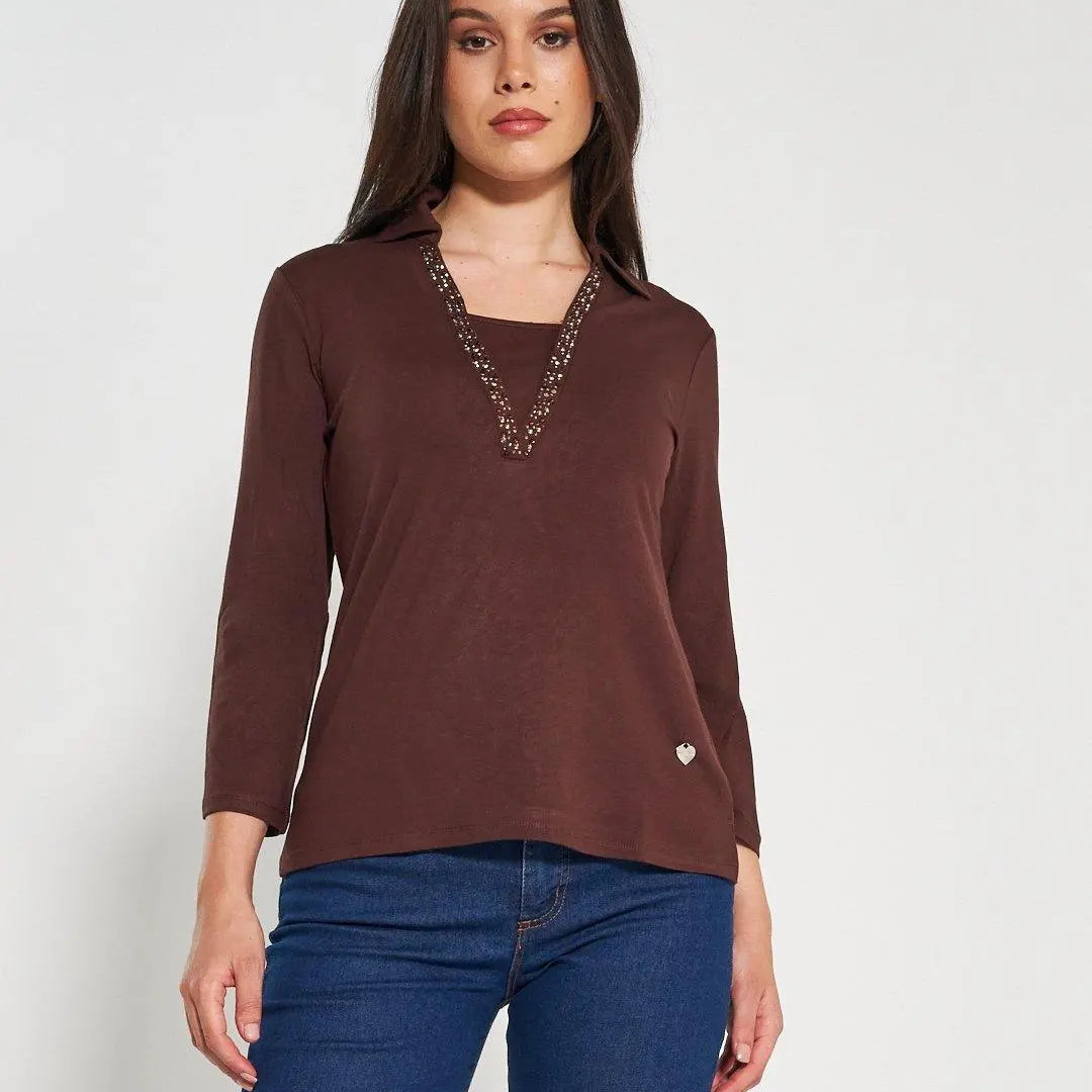 Polo in viscosa CACAO DORABELLA XL