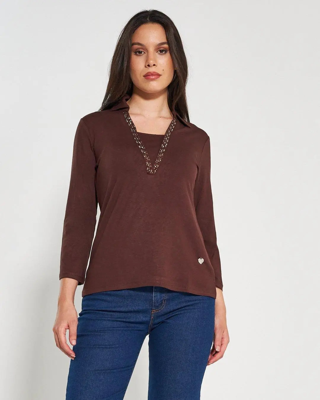 Polo in viscosa CACAO DORABELLA XL