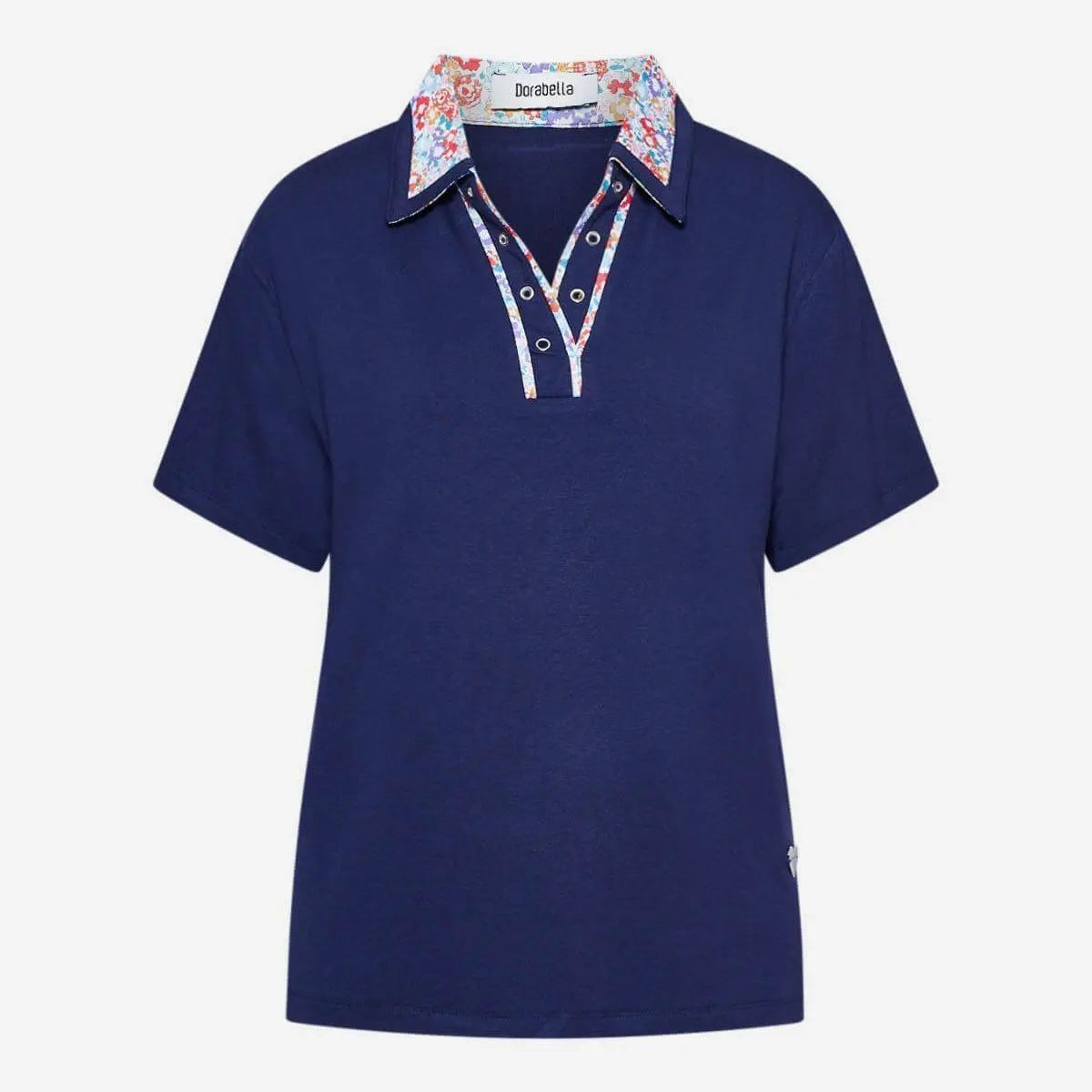 Polo profili floreali BLUE NAVY DORABELLA PIU' XL