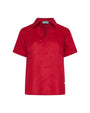 Polo scollo a V in lino con retro e maniche in jersey RED DORABELLA