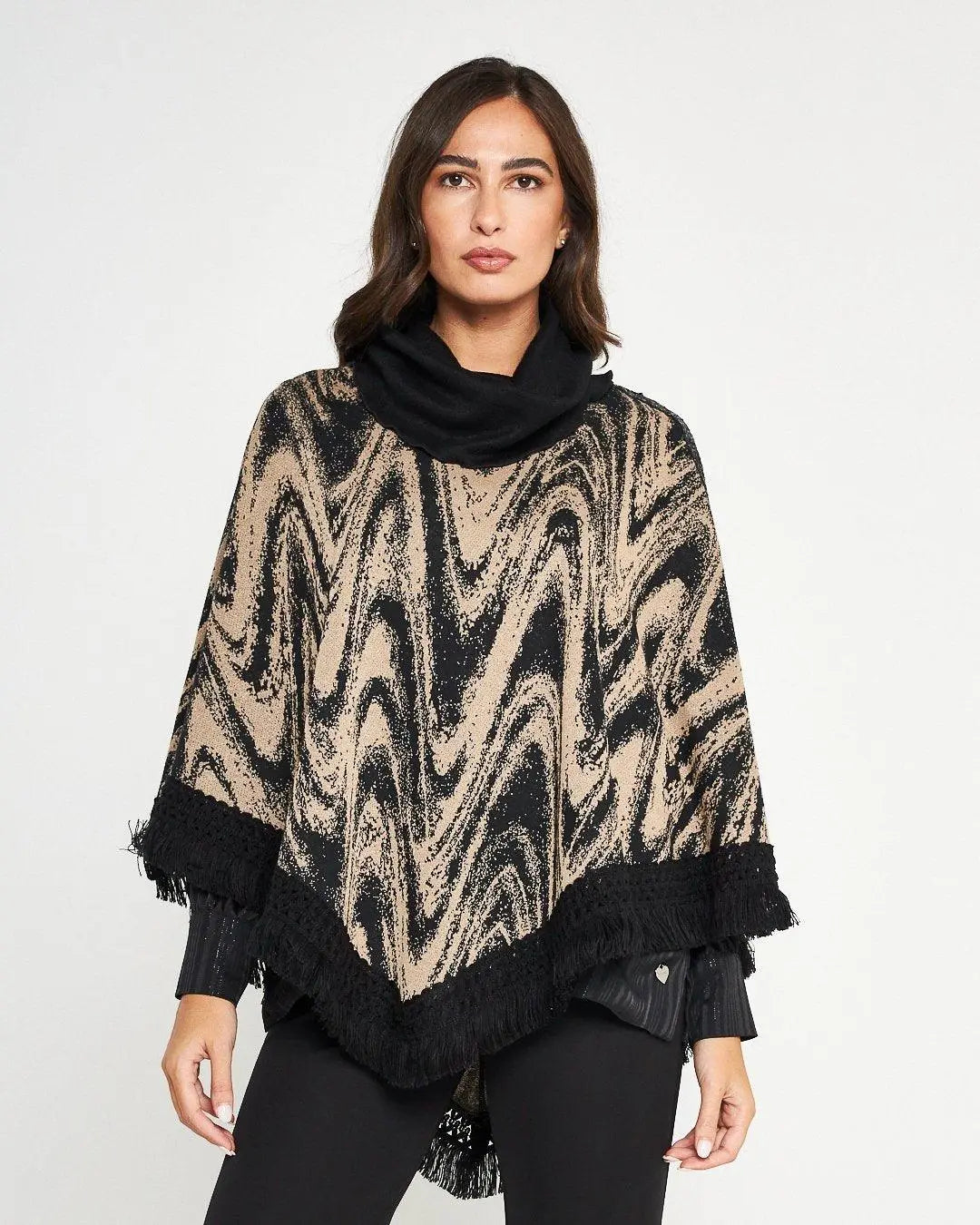 Poncho jacquard NERO DORABELLA UNICO