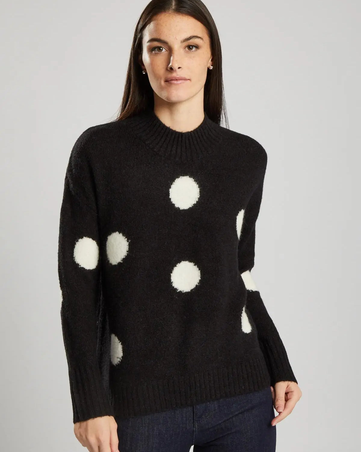 Pullover in maglia a pois misto lana NERO IRONICA XL