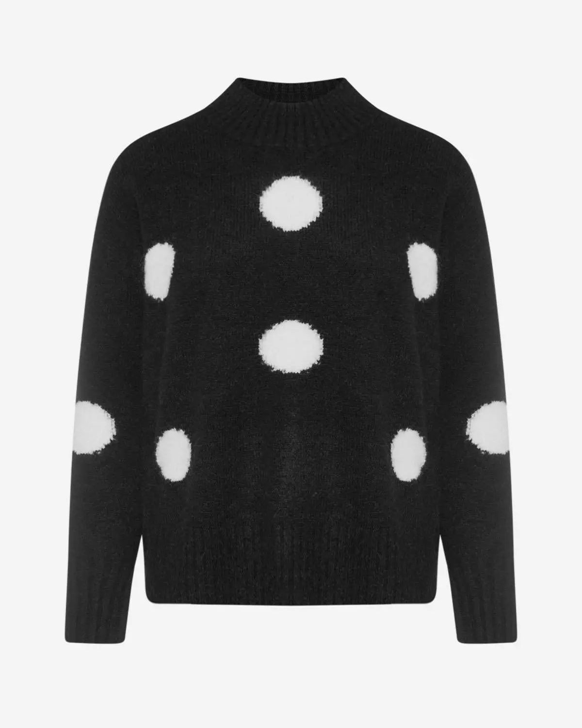 Pullover in maglia a pois misto lana NERO IRONICA