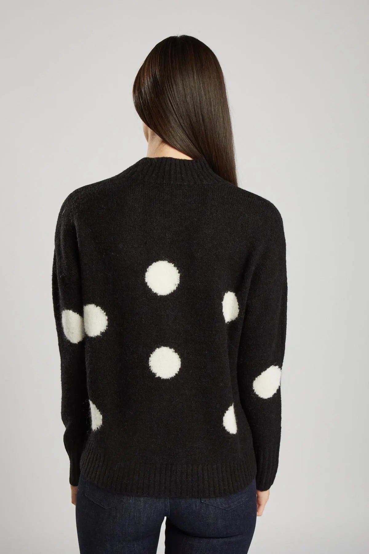 Pullover in maglia a pois misto lana NERO IRONICA