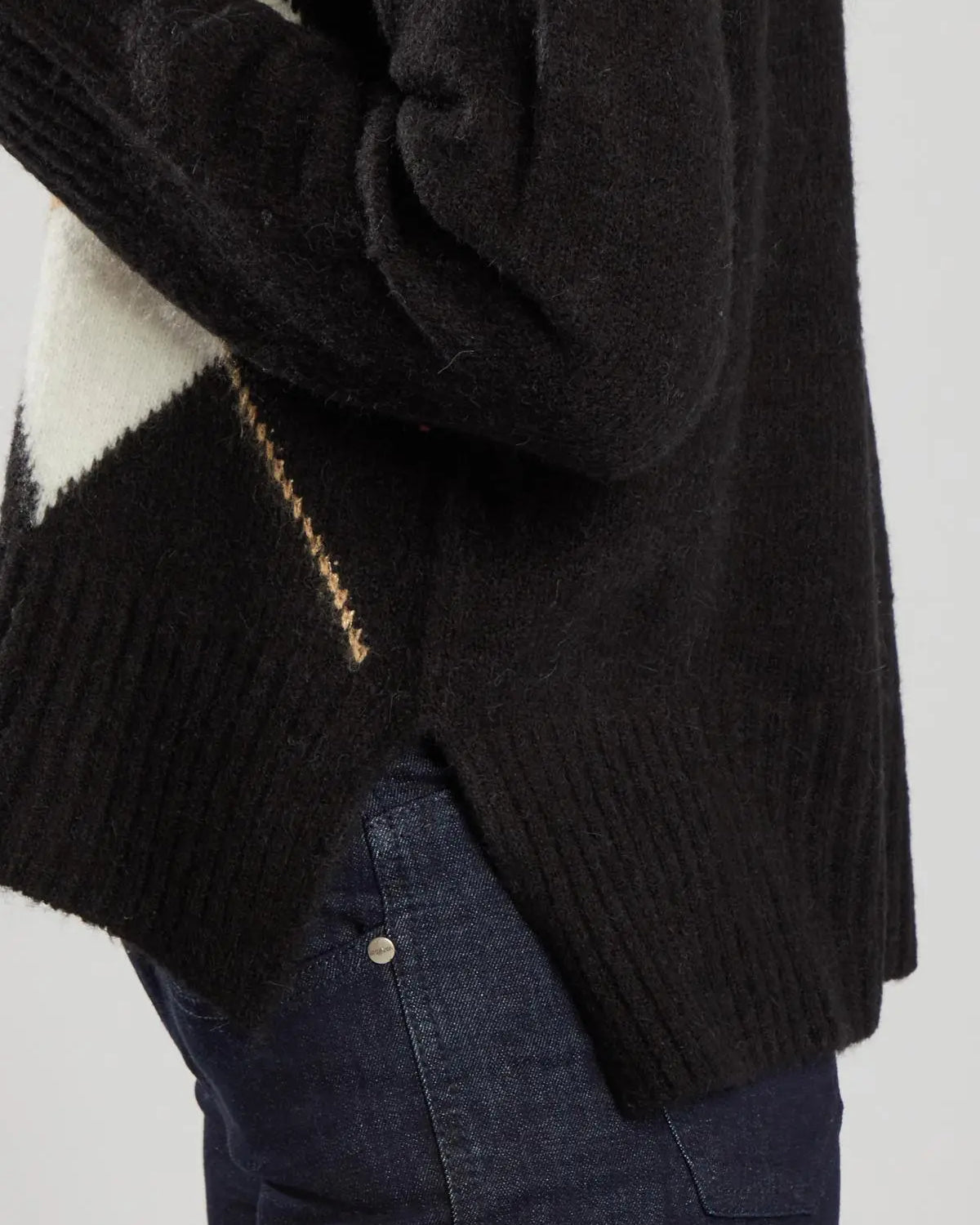 Pullover in maglia a rombi misto lana NERO IRONICA