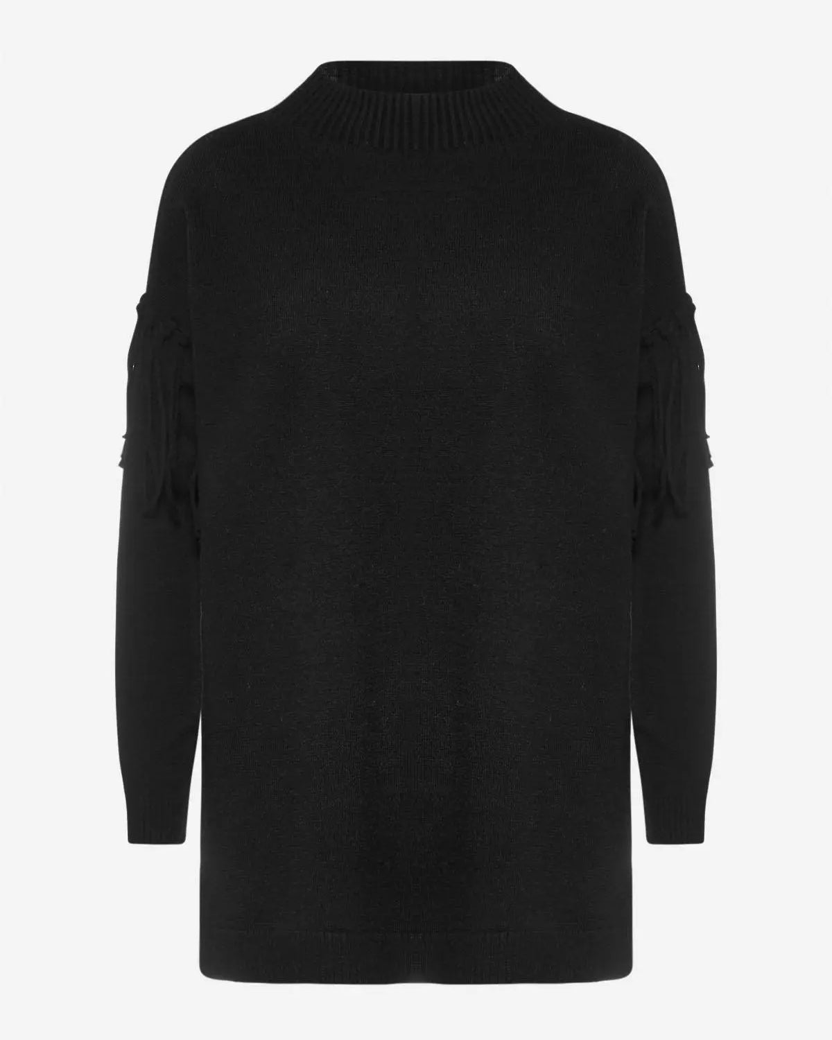 Pullover in maglia con frange NERO IRONICA