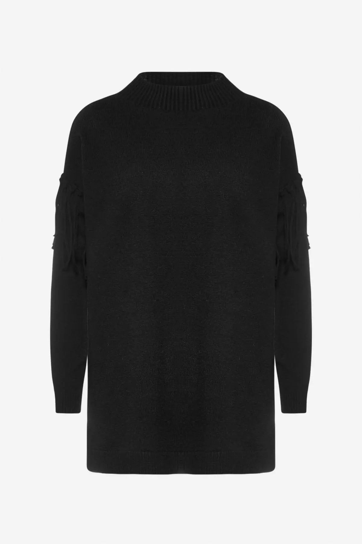 Pullover in maglia con frange NERO IRONICA