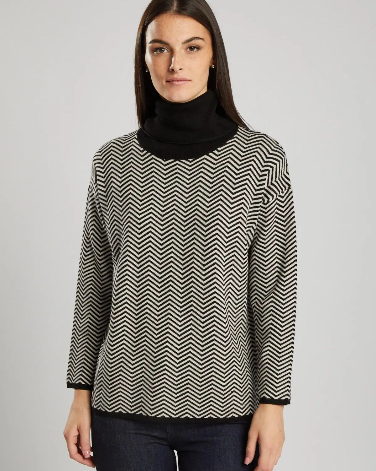 Pullover in maglia con stampa geometrica NERO IRONICA XL