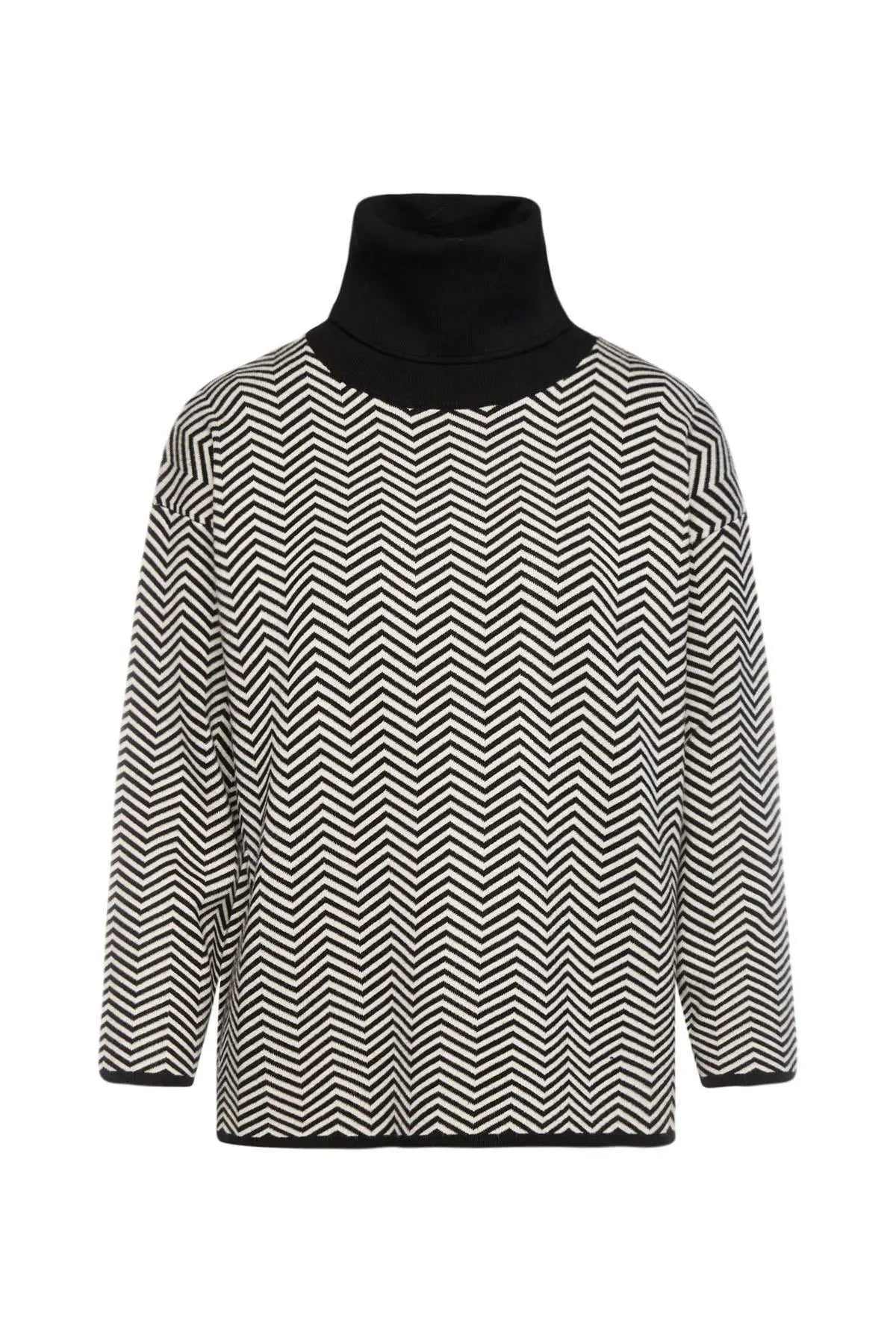 Pullover in maglia con stampa geometrica NERO IRONICA