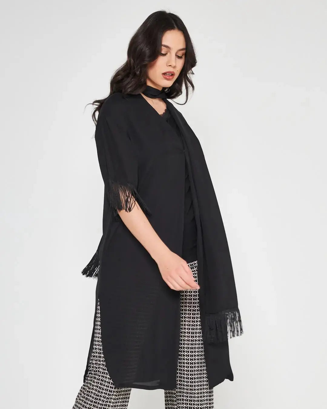 Spolverino foulard Nero DORABELLA XXL