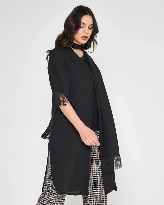Spolverino foulard Nero DORABELLA XXL