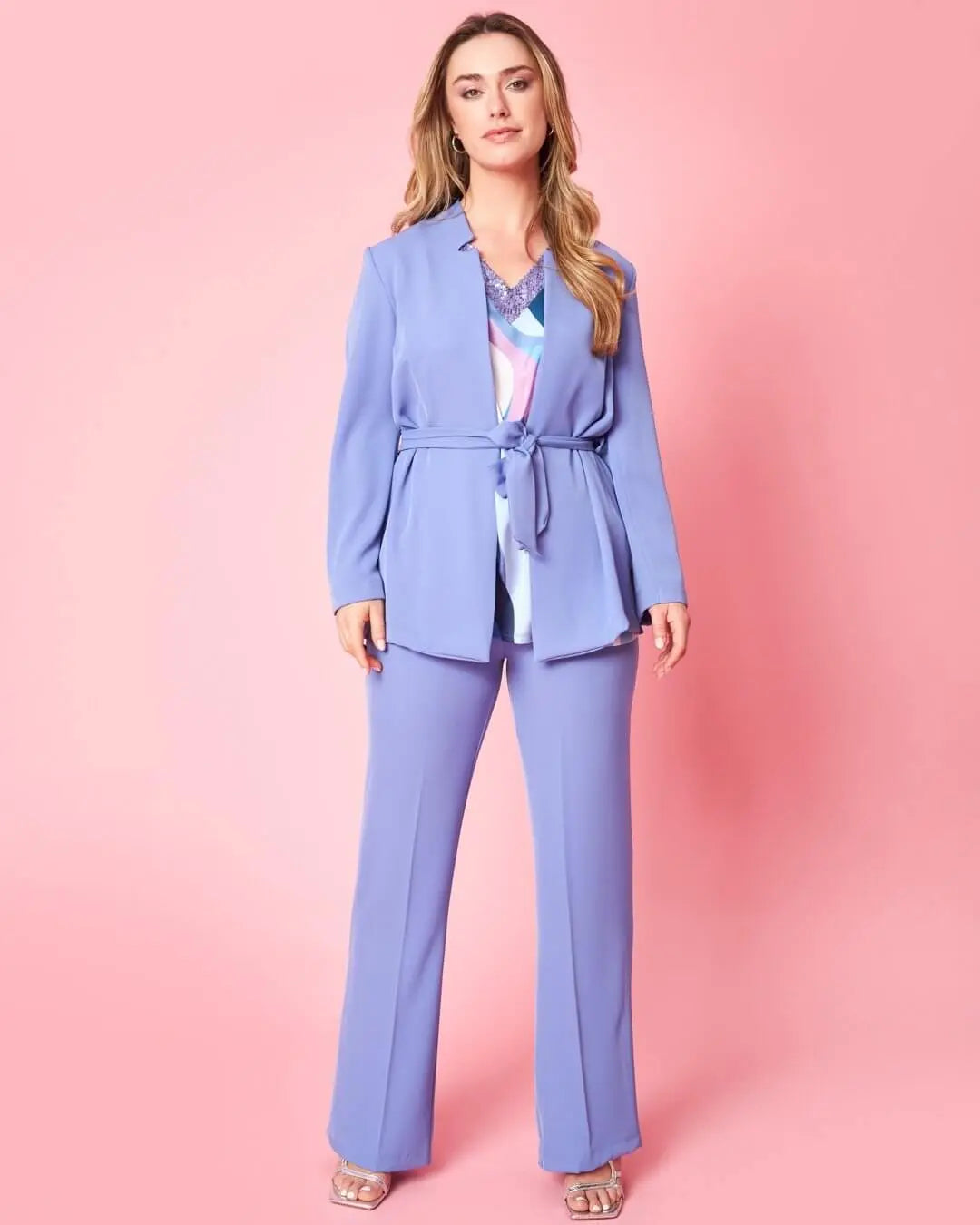 Spolverino in cady elasticizzato tinta unita con cintura in vita. LAVANDA DORABELLA