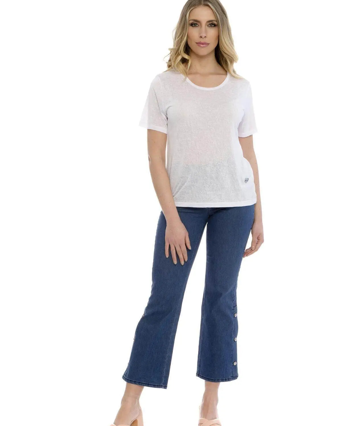 T-shirt basic fiammata BIANCO DORABELLA