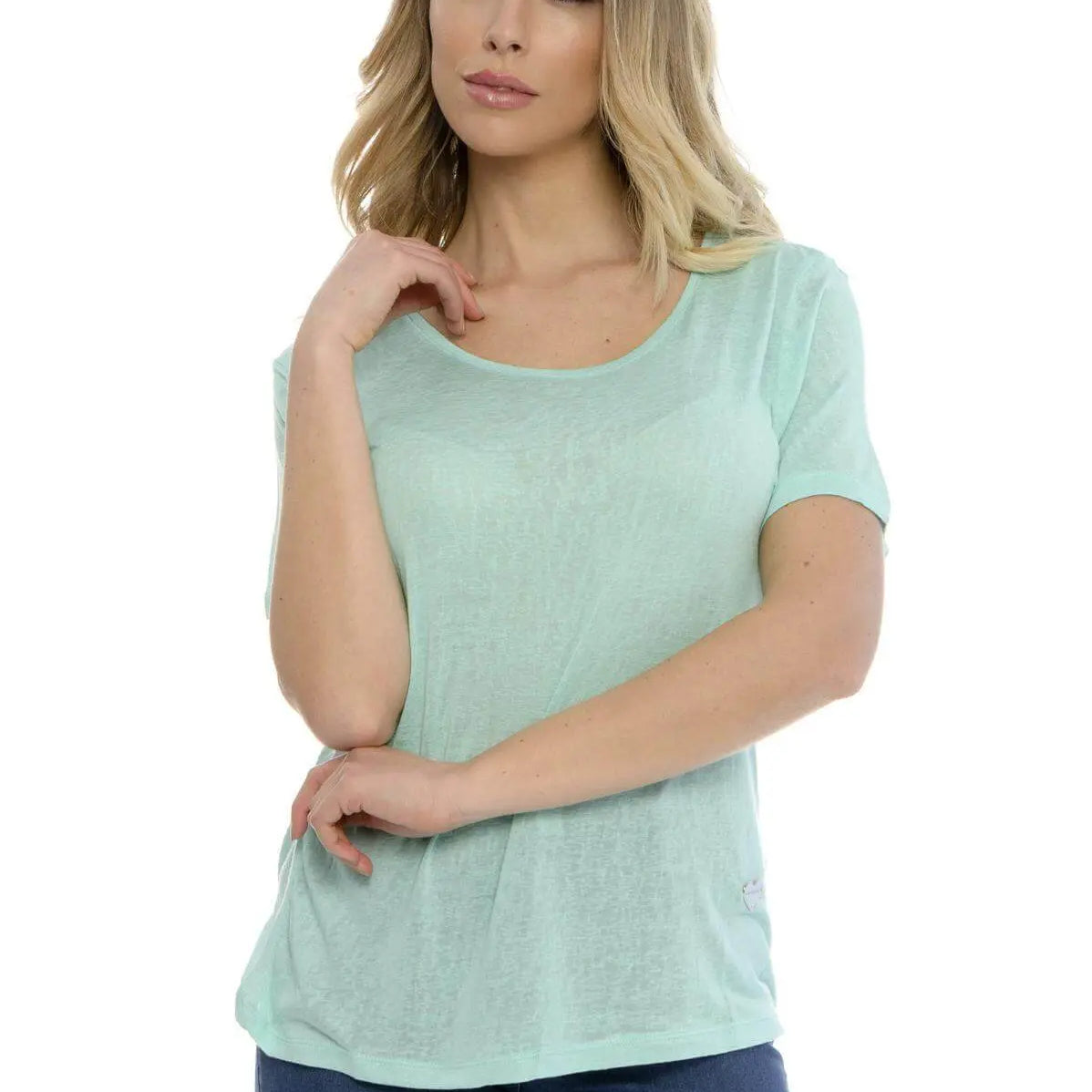 T-shirt basic fiammata VERDE ACQUA DORABELLA XXL