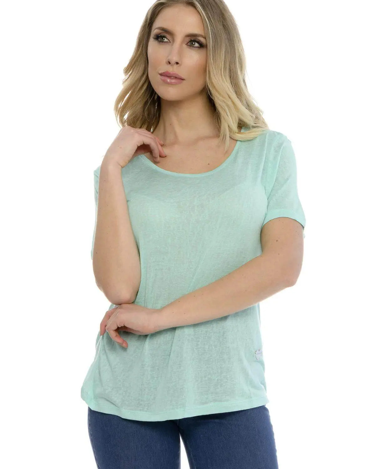 T-shirt basic fiammata VERDE ACQUA DORABELLA XXL