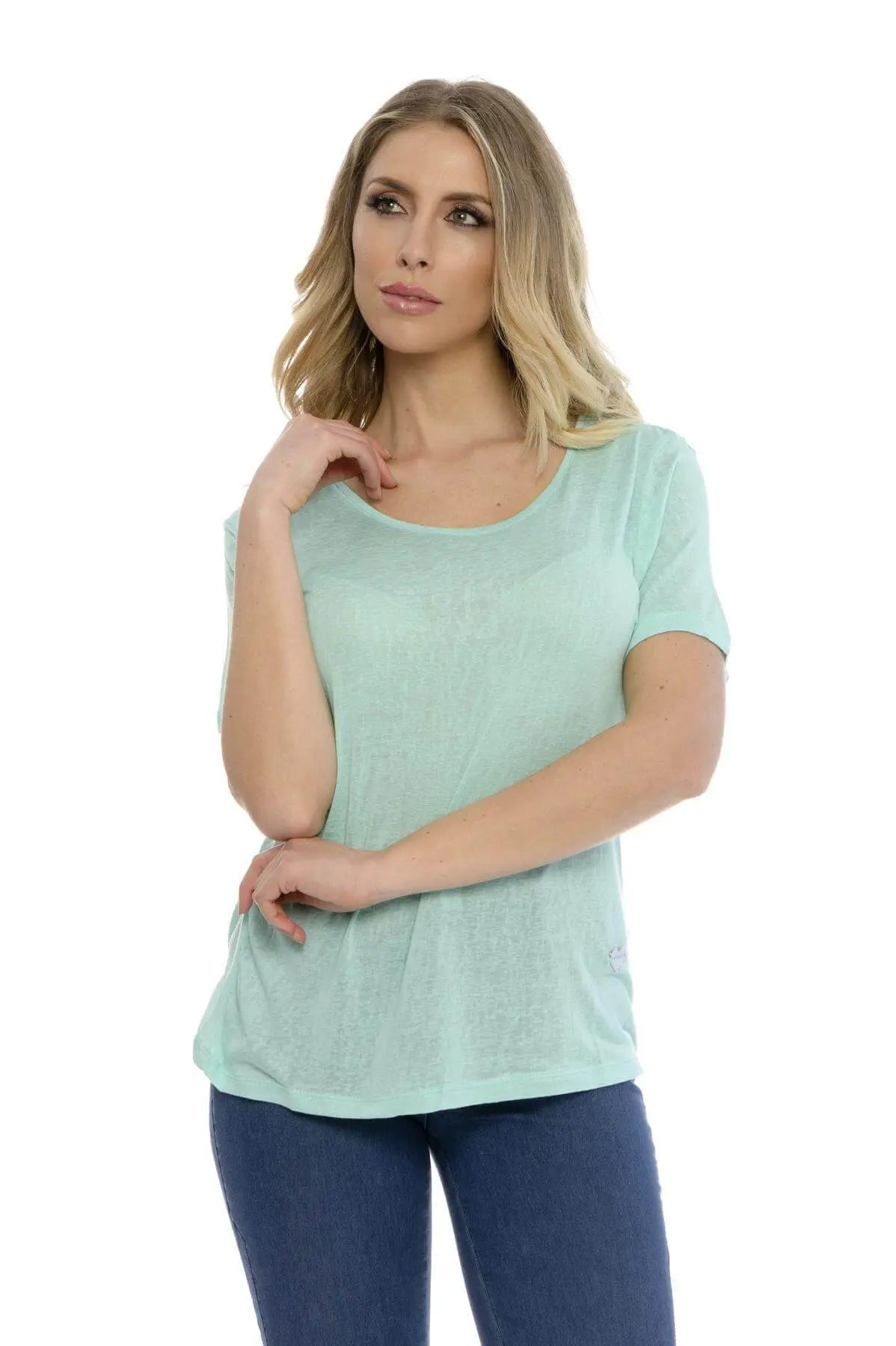 T-shirt basic fiammata VERDE ACQUA DORABELLA XXL