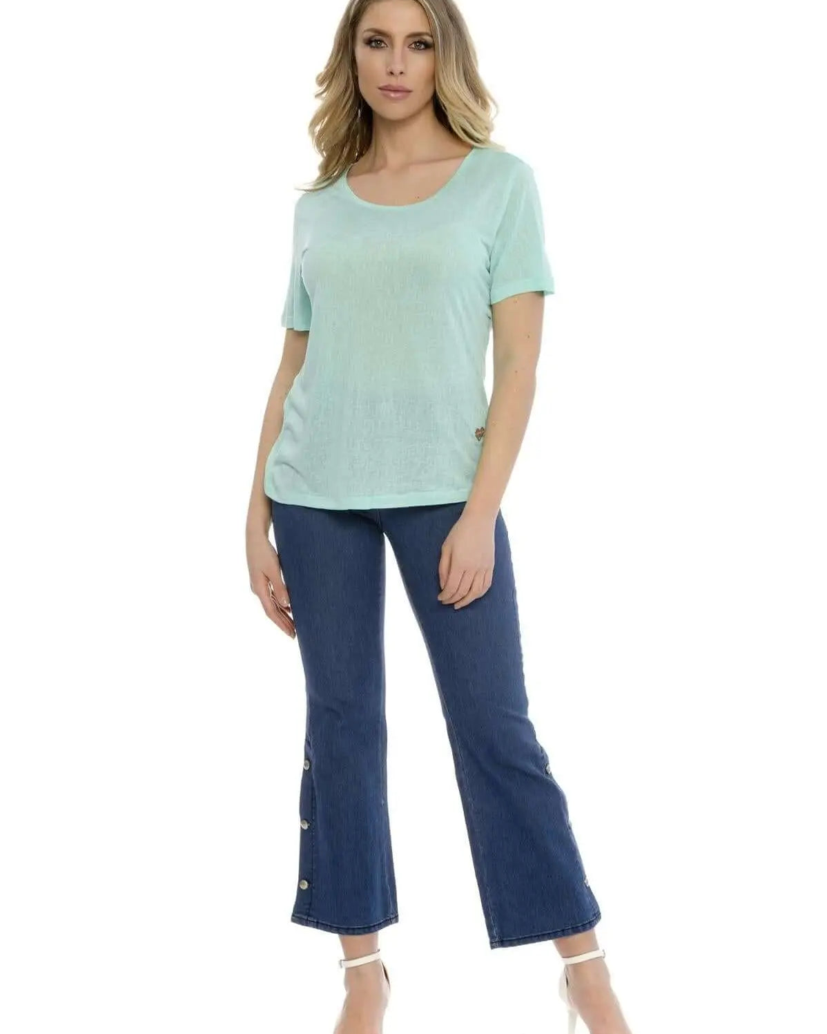 T-shirt basic fiammata VERDE ACQUA DORABELLA