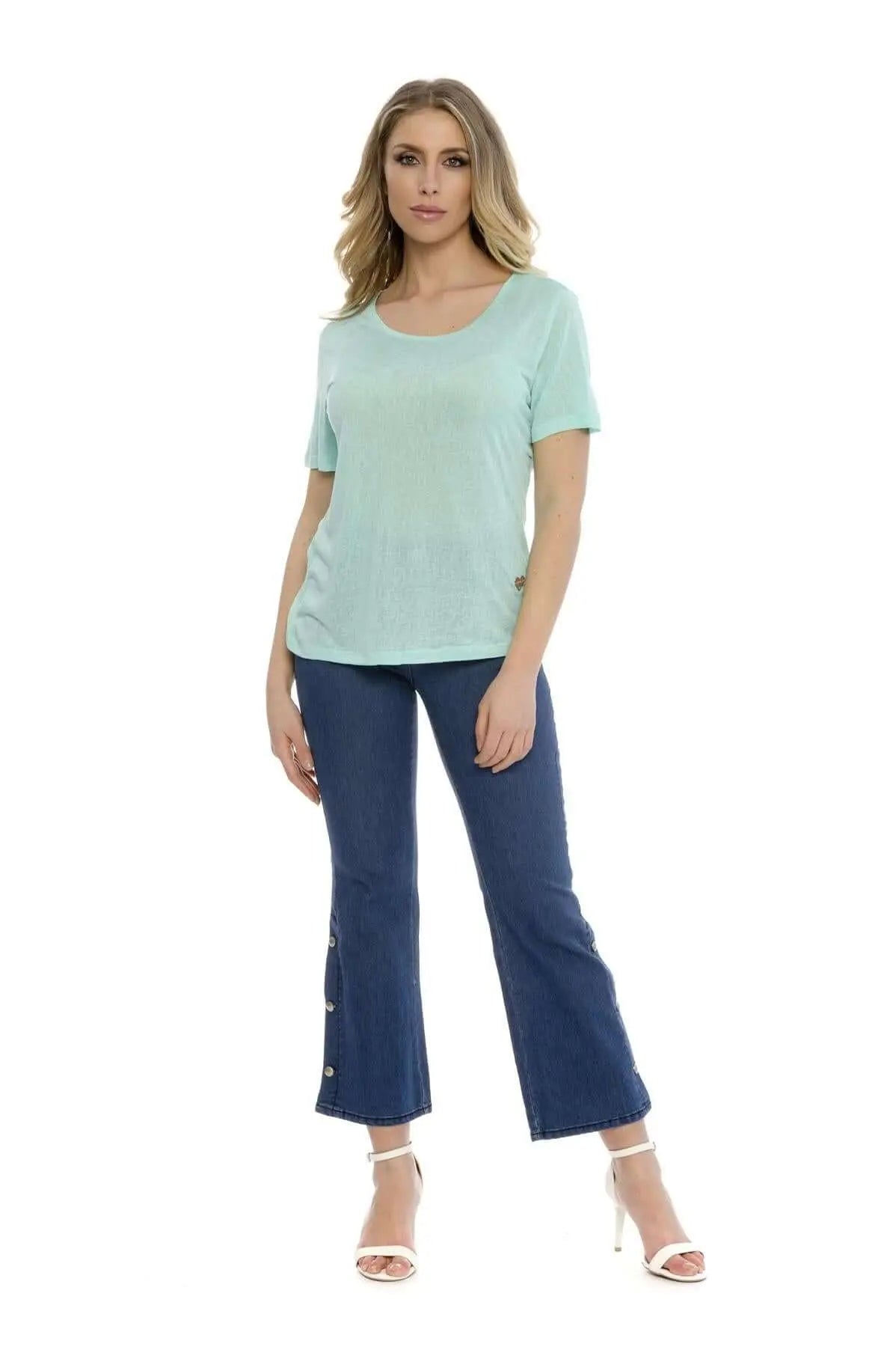 T-shirt basic fiammata VERDE ACQUA DORABELLA
