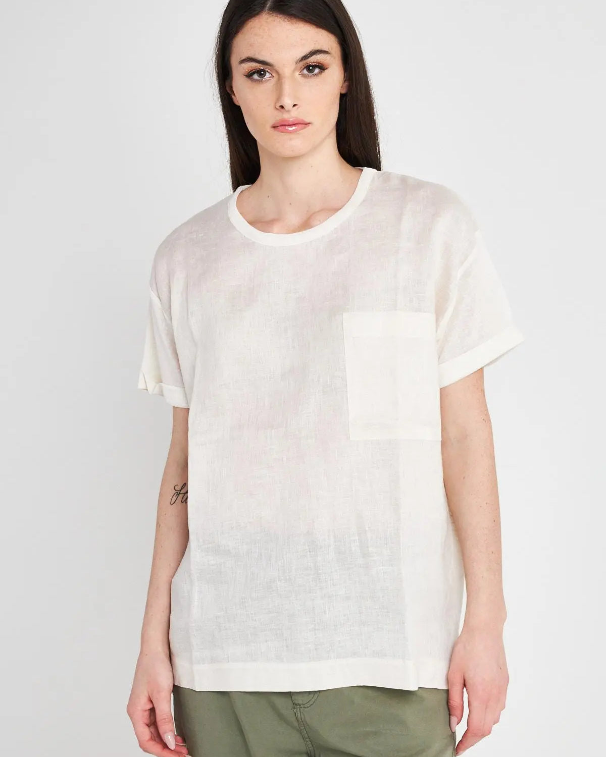 T-shirt bimateriale BEIGE IRONICA XXL