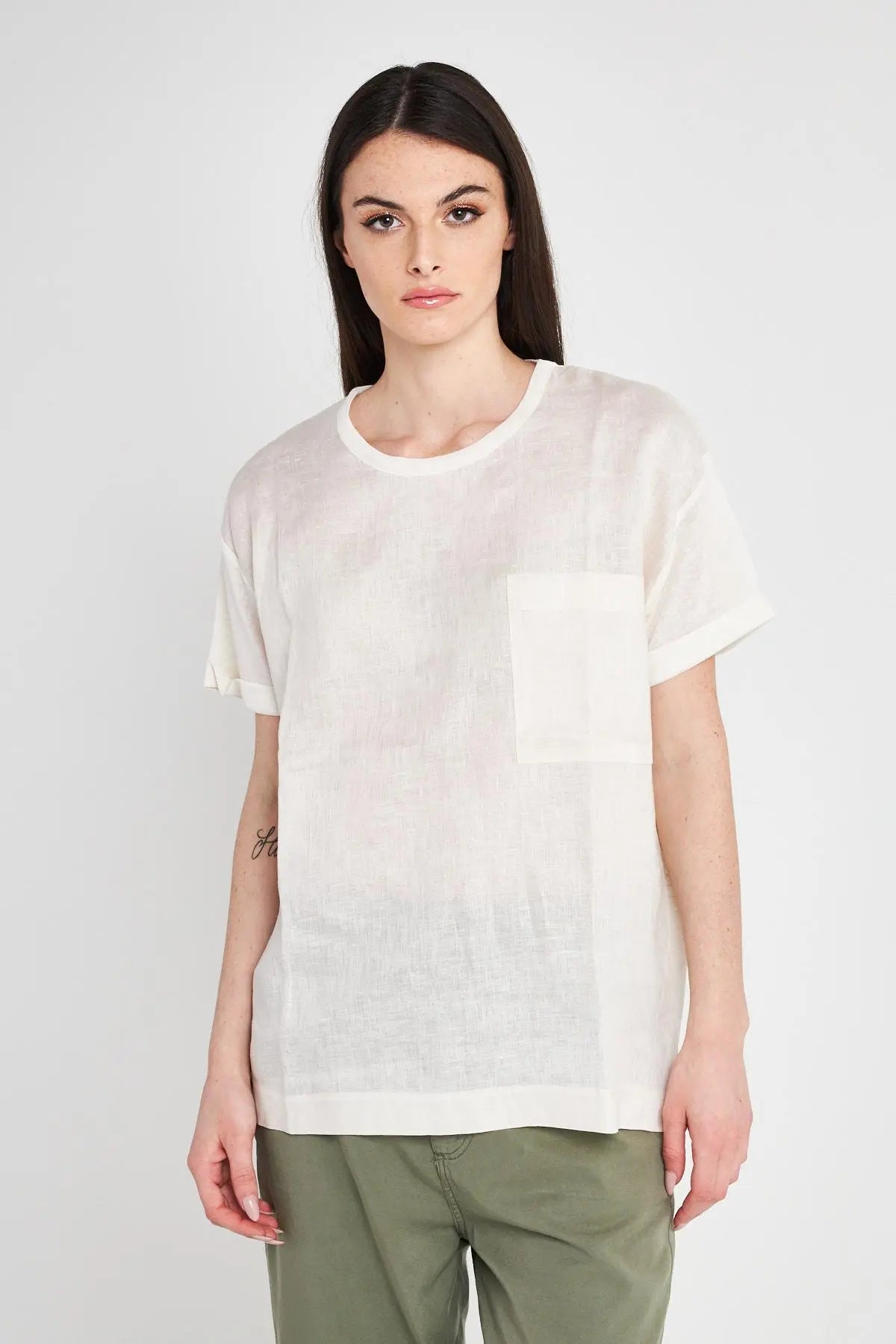 T-shirt bimateriale BEIGE IRONICA XXL