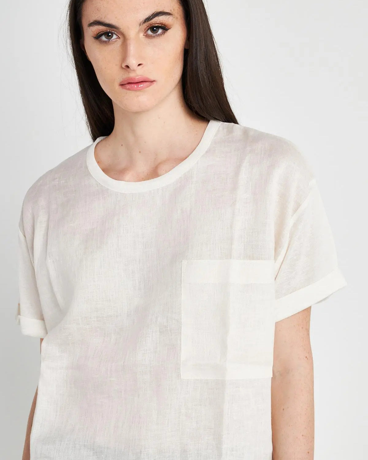 T-shirt bimateriale BEIGE IRONICA