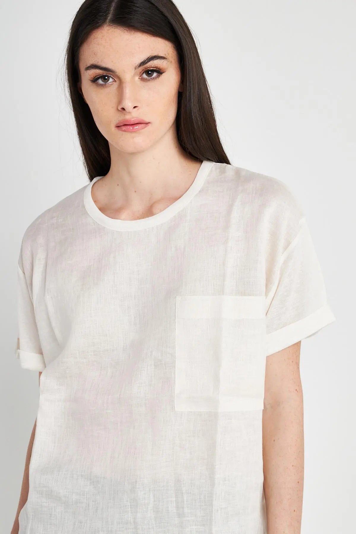 T-shirt bimateriale BEIGE IRONICA