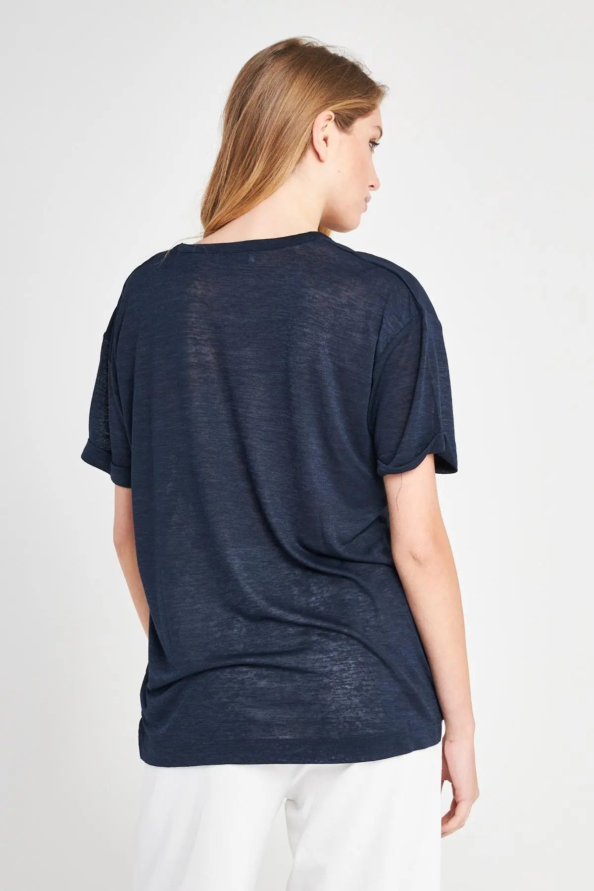T-shirt bimateriale BLUE NAVY IRONICA