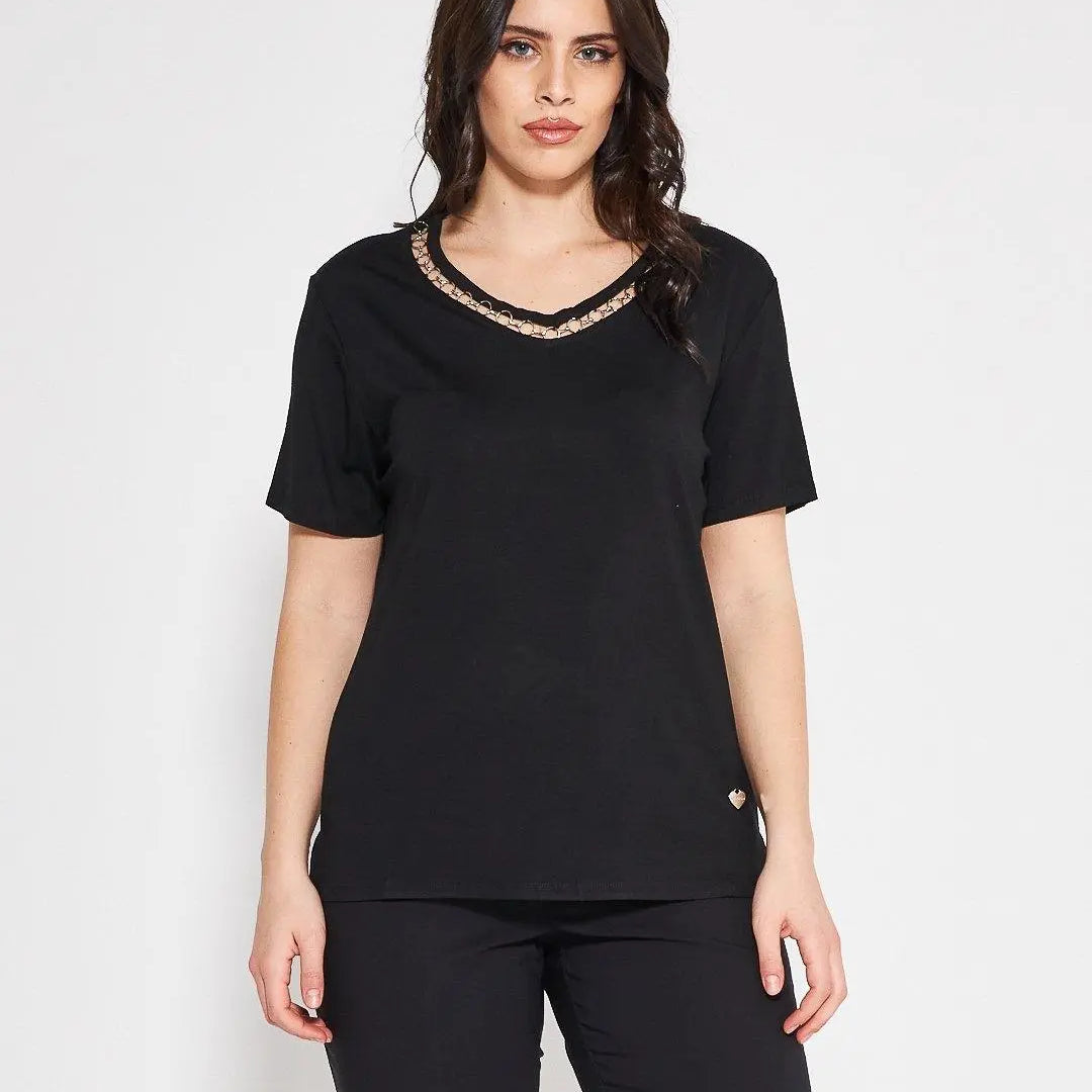 T-shirt catena BLACK DORABELLA PIU' XXXL
