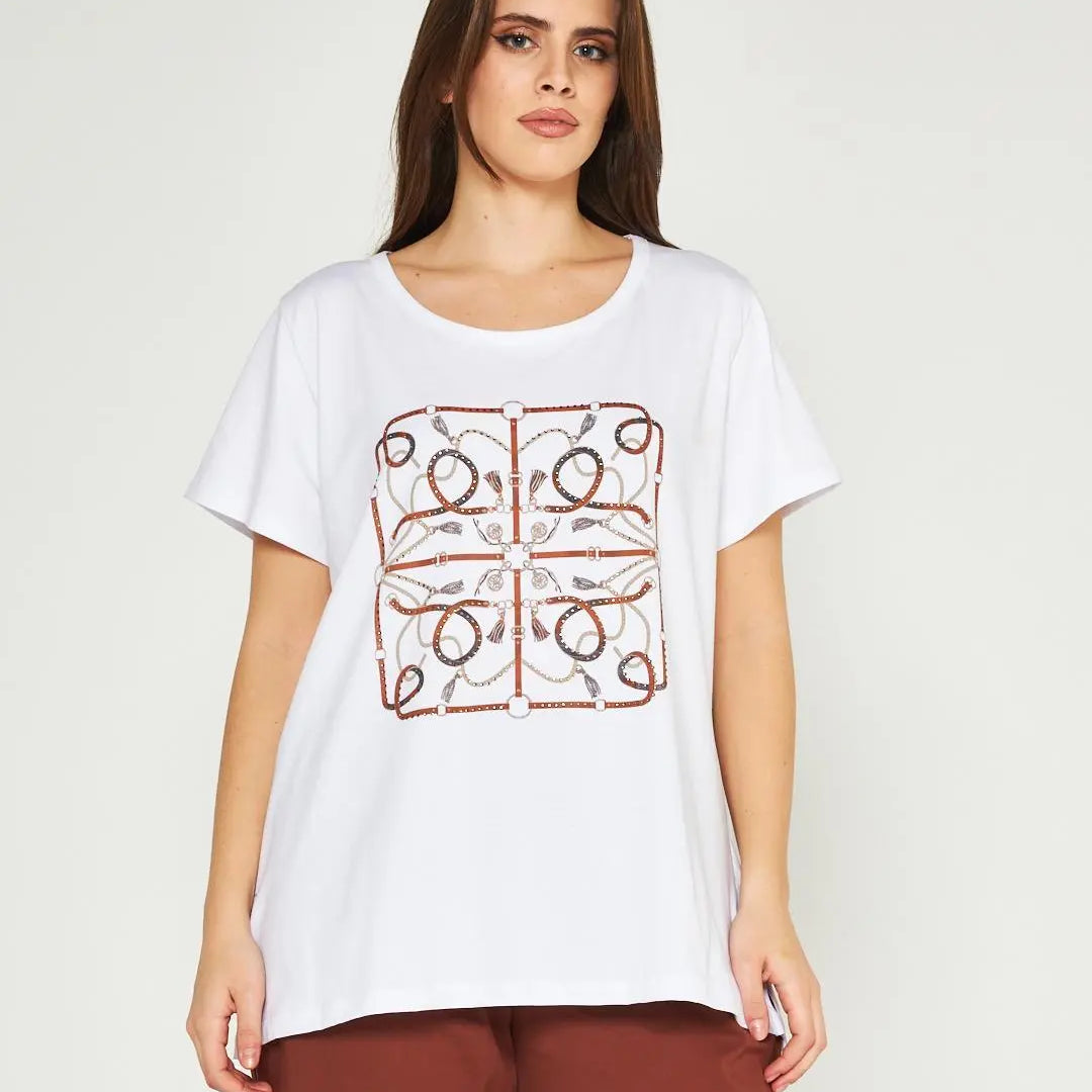 T-shirt catene BIANCO-MORO DORABELLA PIU' XL