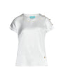 T-shirt combinata in raso e in jersey con micro catena e bottoni BIANCO DORABELLA