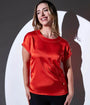 T-shirt combinata in raso e in jersey con micro catena e bottoni PAPAVERO DORABELLA XL