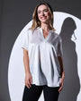 T-shirt combinata modello kaftano in raso e in jersey con dettaglio micro catena BIANCO DORABELLA XL
