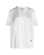 T-shirt combinata modello kaftano in raso e in jersey con dettaglio micro catena BIANCO DORABELLA