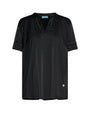 T-shirt combinata modello kaftano in raso e in jersey con dettaglio micro catena BLACK DORABELLA