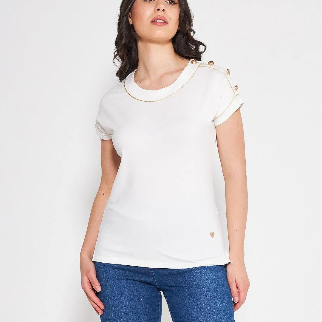 T-shirt con cup sleeves Bianco DORABELLA XL