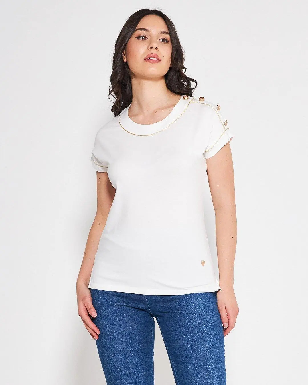 T-shirt con cup sleeves Bianco DORABELLA XL