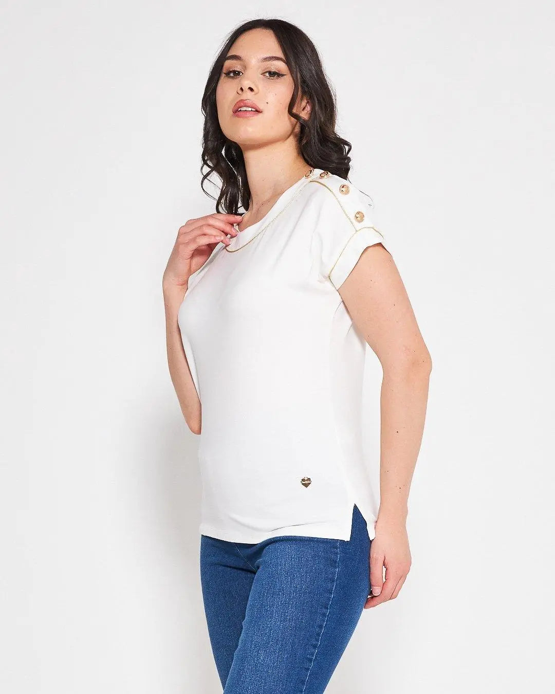 T-shirt con cup sleeves Bianco DORABELLA
